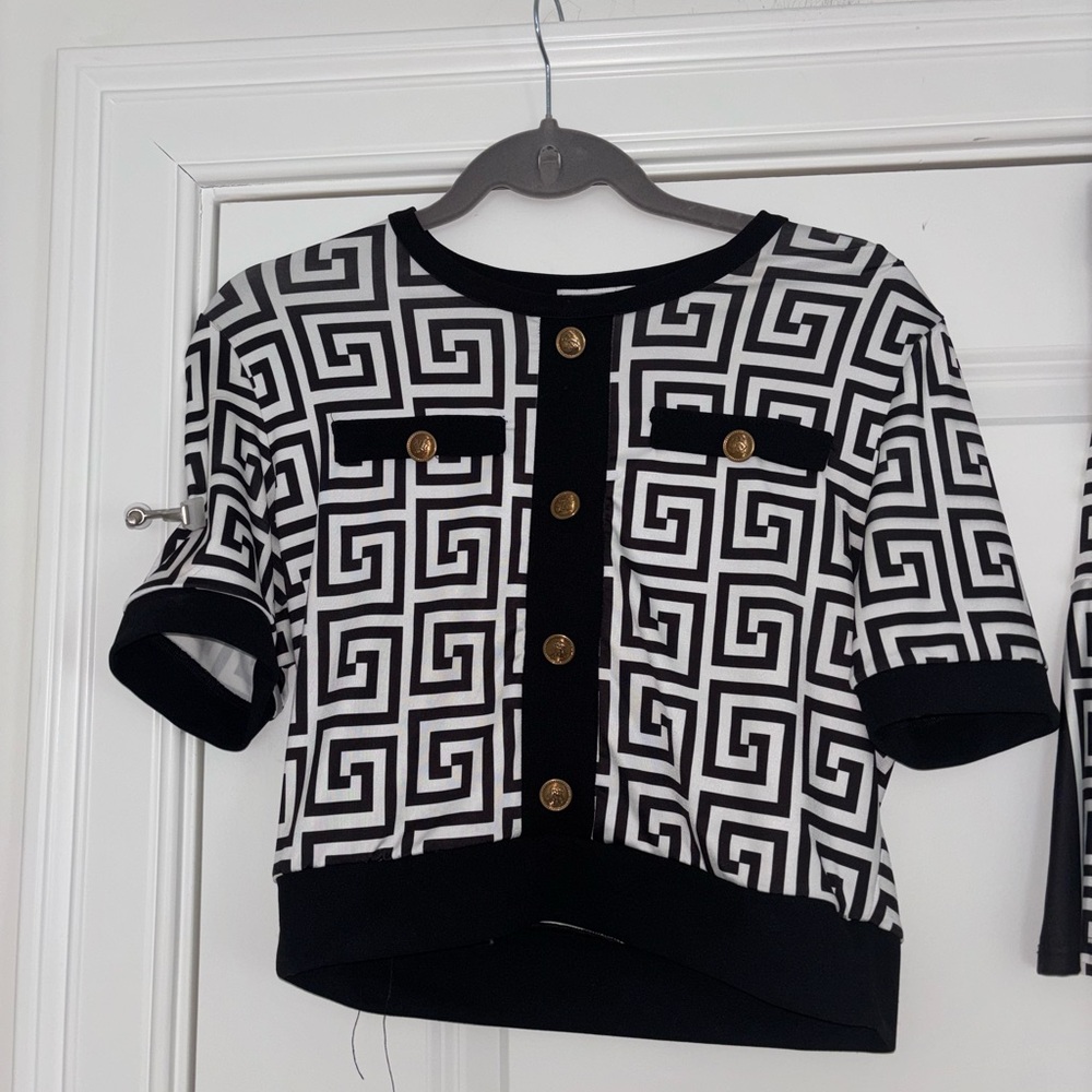 Black & White Geometric Skirt Set - Picture 5 of 10